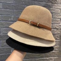 【CC】New Womens Sun Hat Simple Linen Breathable Refreshing Hat Summer Travel Sunscreen Sun Ribbon Decoration Foldable Straw Hat Gift