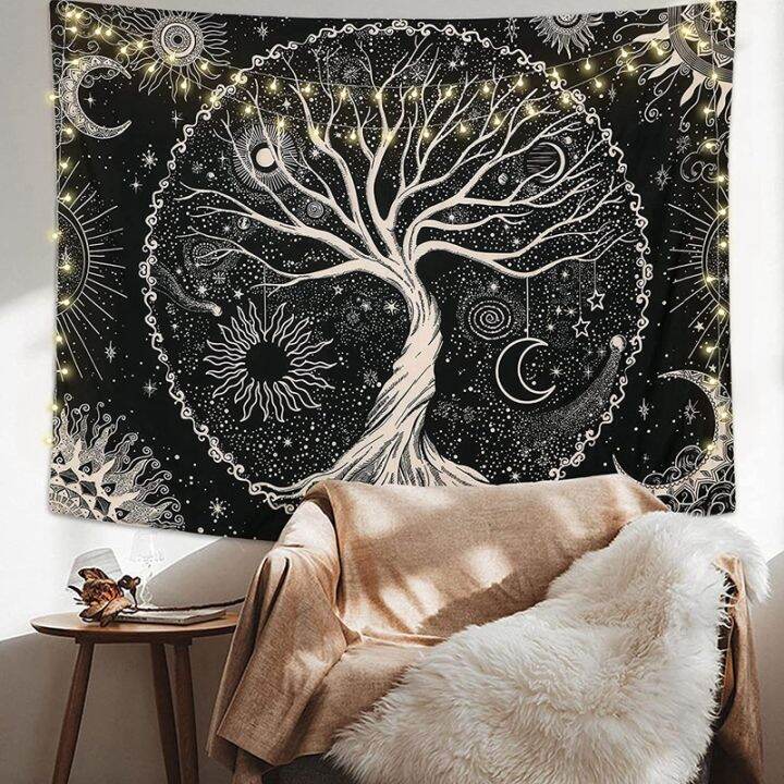 tree-tapestry-moon-and-sun-black-wall-hanging-tapestry-psychedelic-mandala-starry-sky-tapestry-hippie-tapestry