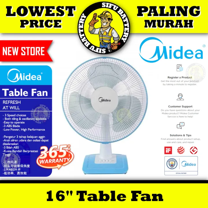 Midea 16 Table Fan Mf 16ft15nb For Living Bed Kitchen Office Restaurant Etc Lazada