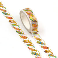 NEW 10pcsLot Decorative Cute Golden Feather Foil Washi Tapes DIY Scrapbooking Planner Adhesive Masking Tape Stationery