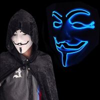 Spot V for Vendetta หน้ากากเรืองแสงฮาโลวีนปาร์ตี้ LED แสงเย็น EL ไฮไลท์หน้ากากเรืองแสง