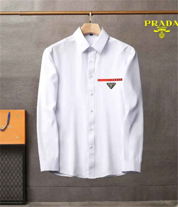 Italy Purchasing Duty-Free 】Original Prada Men Shirt Luxury Brand Men's Long  Sleeve Shirt Soft Comfortable Slim Fit Shirt | Lazada PH