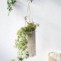 [Like Activities]ย้อนยุค MacrameHanger BraidedHanging ชาวไร่เชือกฝ้ายทอตะกร้า Boho ผู้ถือหม้อศิลปะสำหรับ IndoorPatio