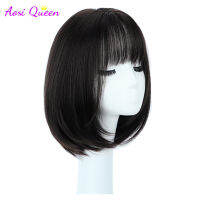 AS Black Natural Wave Wigs With Bang For Women Class High Temperature Wire Synthetic Wig วิกผมทนความร้อนขายส่ง