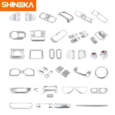 SHINEKA Car Interior Silver Center Console Decoration Stickers Accessories For Jeep Gladiator JT For Jeep Wrangler JL 2018-2021