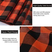 2 Pack Black and Orange Cotton Table Runner 13X 86 Inch Halloween Table Runner for Indoor Outdoor Halloween Party