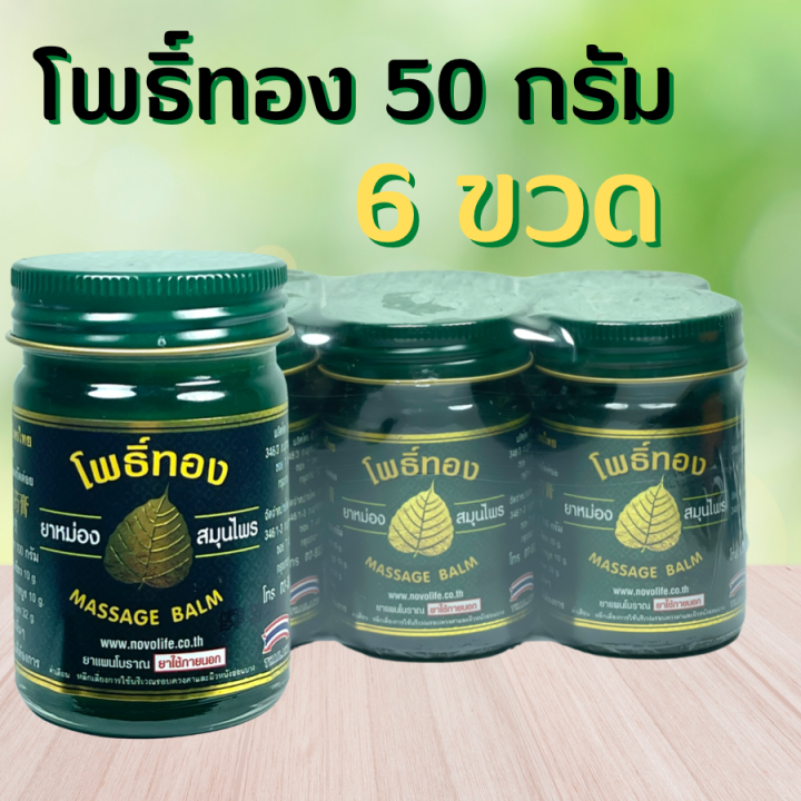 โพธิืทอง-6-ขวด-ยาหม่องโพธิ์ทอง-โพธิ์ทอง-กรีนเฮิร์บ-greenherb-ยาหม่องสมุนไพร-50-กรัม-6-ขวด