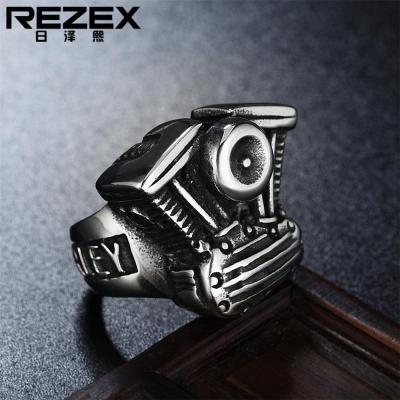 เครื่องประดับ REZEX แหวนเหล็กไทเทเนียมสำหรับผู้ชาย