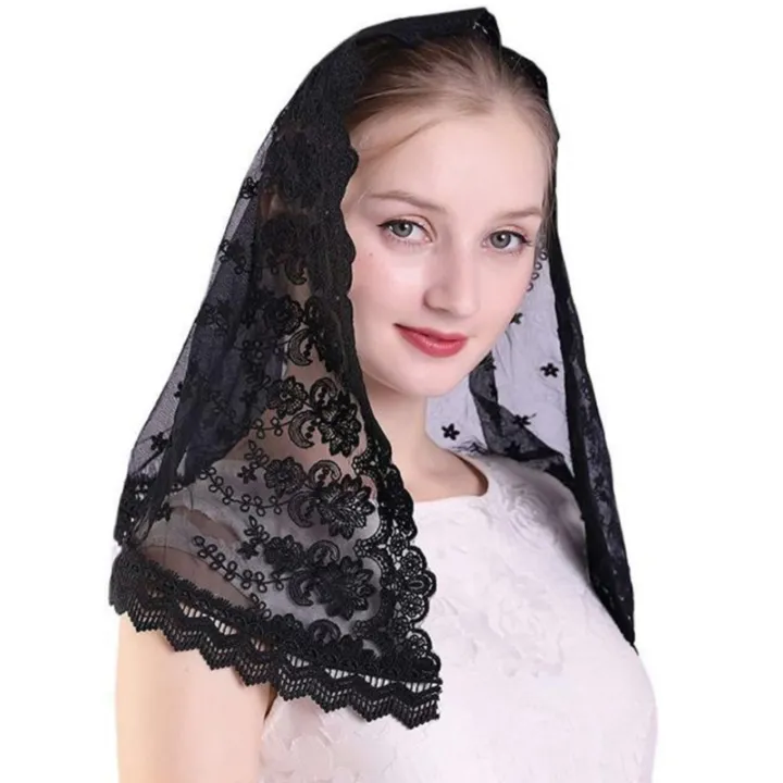 Spanish Style Lace Traditional Vintage Mantilla Veil Latin Mass Head ...