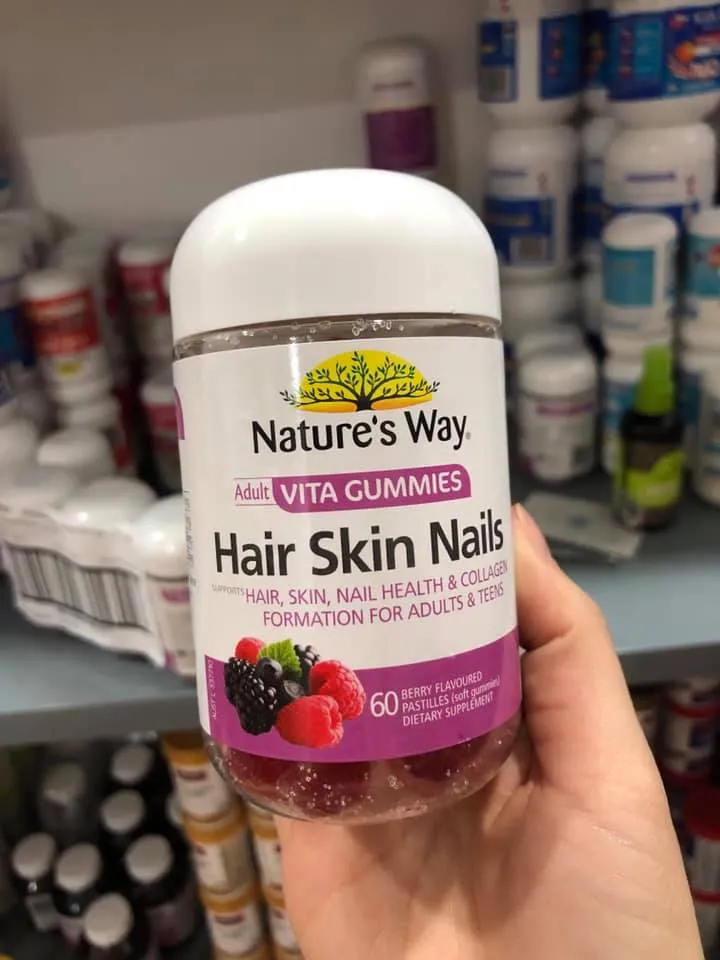 Kẹo dẻo Da Móng Tóc Hair Nail Skin Nature's Way lọ 60 viên 