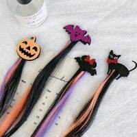 （A VOGUE）☒☎ 2022 New Girls 40CM Color Fluttering Hairpin Halloween Decoration Bat Ghost Pumpkin Cosplay Supplies Party Needs Cute Cat