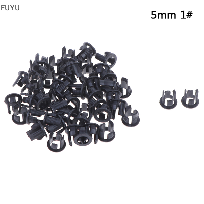FUYU 50pcs 3mm/5mm พลาสติก LED ผู้ถือคลิป-ฝาครอบ Mounts ตัวเรือนสีดำ