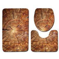 【cw】 Wood grain Toilet Three piece set Anti Mats Sets bathroom products carpet mat ！