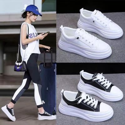 Womens White Shoes 2023 New Spring Student Versatile Ins Board Shoes Womens Thick-Soled Korean Style Sports Casual Womens Shoes