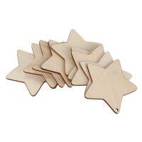 50 x Wooden Star Shapes, Plain Wood Craft Tags with Hole (10cm)