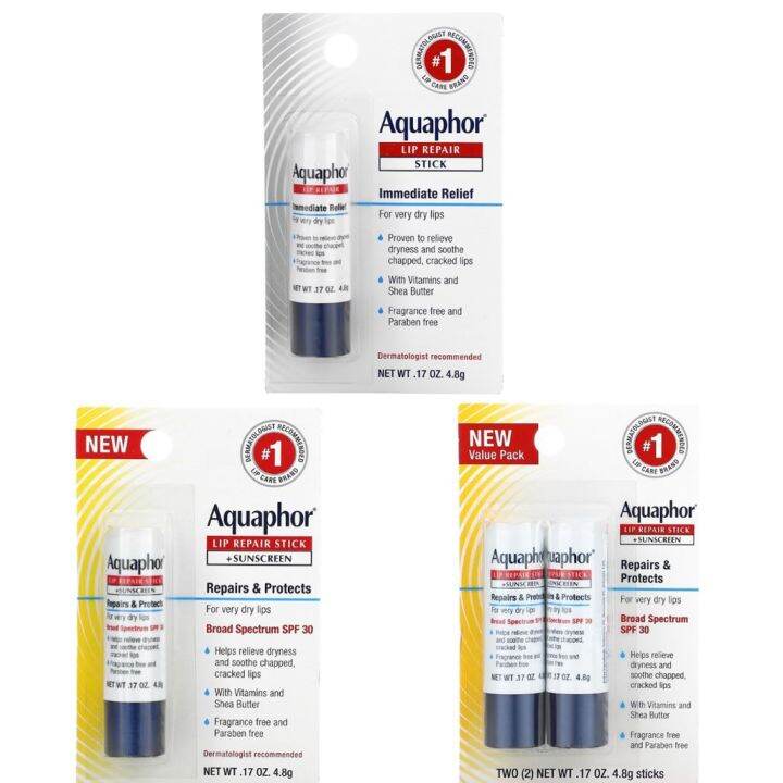 Aquaphor, Lip Repair, Lip Balm, Immediate Relief Sunscreen, Fragrance