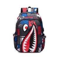 HOT★อะนิเมะกระเป๋าเป้สะพายหลังโรงเรียนประถมศึกษา Bookbag Rucksack การ์ตูน Shark พิมพ์นักเรียนโรงเรียนประถมศึกษากระเป๋าเป้สะพายหลัง Mochila Infantil