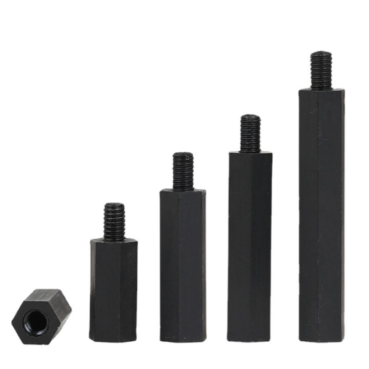 20-50pack-male-to-female-white-black-pcb-nylon-standoff-spacer-m2-m2-5-m3-m4-l-6-column-plastic-spacing-screws-length-5-50mm-nails-screws-fastener