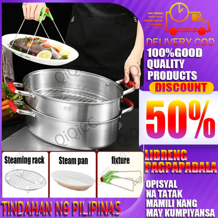 Steamer household 304 stainless steel steamed fish pot thickened double