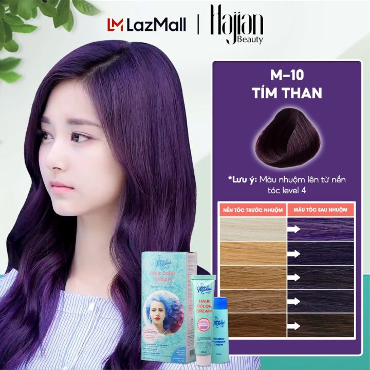 Thuốc nhuộm tóc màu tím than Molokai M-10 là lựa chọn tuyệt vời cho những ai muốn có kiểu tóc sâu thẳm, cá tính. Màu tím than của Molokai M-10 sẽ giúp bạn tỏa sáng, nổi bật trong mọi hoàn cảnh. Hãy xem hình ảnh để cảm nhận được sự độc đáo của kiểu tóc nhuộm này.