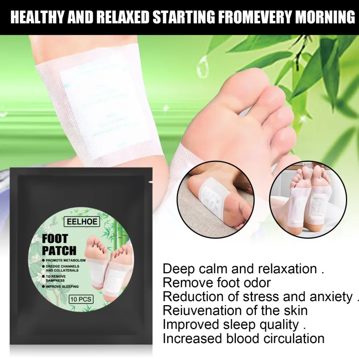 Eelhoe Natural Bamboo Charcoal Foot Patch Relieve Stress Improve Sleep ...