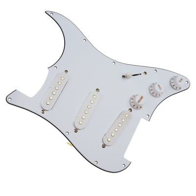 ：《》{“】= White Electric Guitar Accessories Circuit Board 3 Single Coil Loaded Prewired Pickguard SSS Plain For Strat Stratocaster Parts