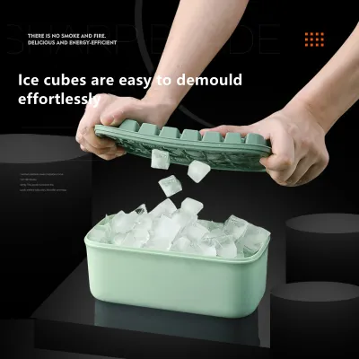 Double Layer High Capacity Whiskey Ice Cube Maker Food Grade Silicone Ice Cube Mold With Removable Lids With Free Ice Shovel
