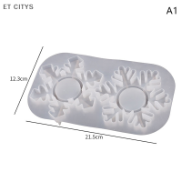 ET CITYS เชิงเทียนเกล็ดหิมะแบบทำมือแม่พิมพ์ซิลิโคนทำมือพลาสเตอร์เรซินอีพ็อกซี่ที่วางเทียนหล่อแม่พิมพ์ตกแต่งบ้านของขวัญวันคริสต์มาส