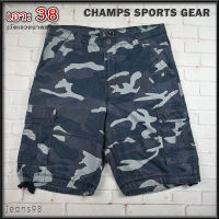 CHAMPS SPORTS GEAR®แท้ วัดจริง 38 กางเกงคาร์โก้ขาสั้นชาย สีเทา ขาสั้น เนื้อผ้าดี ทรงสวย สีไม่ตกสวยๆ