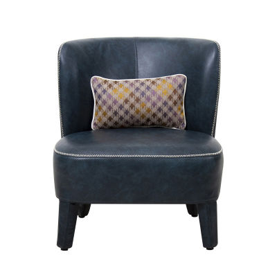 modernform เก้าอี้พักผ่อน รุ่น MARTIN หนังสีน้ำเงินเขียว/1หมอนสก๊อต