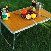 Portable Multifunctional Collapsible Small Bamboo Table Picnic for Outdoor Camping Aluminium Alloy Folding Dining Table Desk BBQ