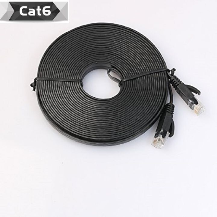 cat-6-ethernet-cable-50ft-white-black-flat-internet-network-cable-cat-6-computer-cable-with-snagless-rj45-connectors50ft-15m