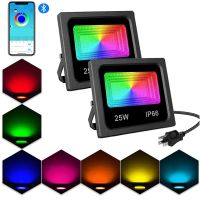 1 PCS Waterproof 15W 25W Bluetooth Smart LED Flood Light RGB APP Control LED Floodlights Garden Party Landscape Stage Lighting