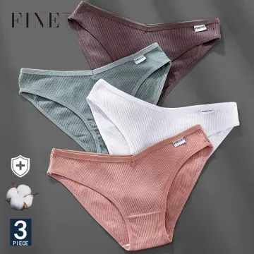 FINETOO Women's Cotton Briefs Women's Panties Sexy Female Underpants Solid  Color Panty Intimates Women Underwear M-2XL 3PCS/Set