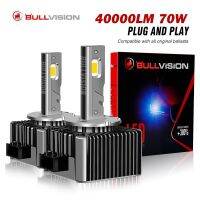 D1S ไฟหน้าแบบซ่อน LED Bullvision D4S D3S D2S D8S D4R D2R D1R D3R เทอร์โบ LED 40000LM ชิป CSP 6000K สีขาว4300K 70W 90W ปลั๊กแอนด์เพลย์