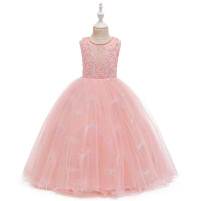 3-12 Girl Clothing Princess Bow Embroidery Flower Dress Girls Vintage Children Dresses For Wedding Party Formal Ball Gown Dress