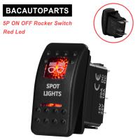 Red Led Spot Lights Rocker Switch SPST 5P ON OFF 12v/24v For Car Marine Boat IP66 NARVA Carling ARB Style Auto Parts