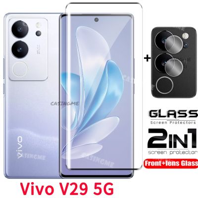 ฟิล์มกระจกเทมเปอร์ V29 Vivo โค้ง5ก. VivoV295G V29Pro ฟิล์มกันรอยด้านหน้าเลนส์หลังปกป้องหน้าจอสำหรับ V29 29 V Pro 5ก.