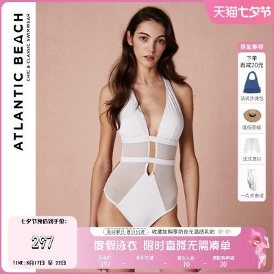 Atlanticbeachv Chest Cut And Stitched Yarn One-Piece Retro Sexy Slim Ins Style Swimsuit Womens Classic New Style