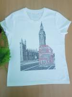 K129 เสื้อยืดผู้หญิง แต่งเพชร ลายลอนดอน London Bus by kunibrand