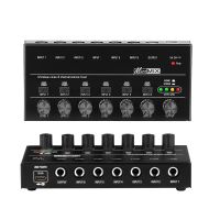 6 Channels Audio Mixer Mini Stereo Mixer Professional Sound Mixer 6.35MM Ultra Low-Noise USB Powered Mixer for Recording Studio