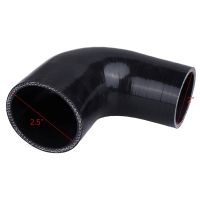 1Pcs Silicone 2.5 to 2 Inch ID (63mm to 51mm) 90 Degree Elbow Joiner Bend Tube Reducer - Black