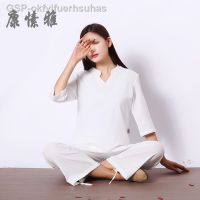 ☞♕Terno De Artes Marciais 2 Peça Roupas Tai Chi Kung Fu Uniformes Das Mulheres Chinês Tradiconal Camisa Cala Meditão ชุดโยคะ Conjunto Ginásio