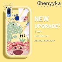 เคส Chenyyka สำหรับ VIVO Y95เคส Y91i Y91การ์ตูนหมีสตรอเบอรี่เคสโทรศัพท์ซิลิโคนสัตว์ประหลาดน้อยน่ารักเคสกันกระแทกแบบใสแฟชั่นเลนส์กล้องถ่ายรูปเคสใสป้องกัน