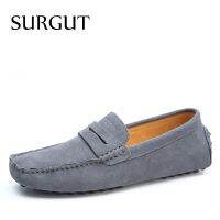 HOT★SURGUT แบรนด์แฟชั่นสไตล์ฤดูร้อน Soft รองเท้าแตะรองเท้าผู้ชาย Loafers คุณภาพสูงรองเท้าหนังแท้รองเท้าผู้ชายรองเท้า Gommino ขับรถรองเท้า