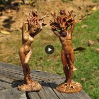 Forest Goddess Couple Statue Resin Ornaments Garden Handicraft Figurines Green Man Statue Miniatures Tree God Desktop Ornament