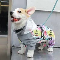 Hoodet Corgi เสื้อกันฝนสี่ขากันน้ำรวมทุกอย่างสำหรับสุนัขขนาดเล็กขนาดกลางสำหรับสัตว์เลี้ยงเสื้อผ้าพิเศษจูงสุนัข