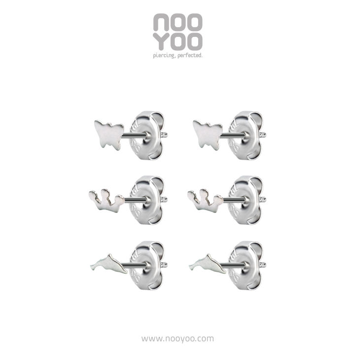 nooyoo-ต่างหูสำหรับผิวแพ้ง่าย-set-triple-tiny-shaped-surgical-steel