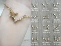 Cardboard Star Sign 12 Constellation Gold Color Chain for Birthday Jewelry Gifts