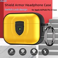 เคสป้องกันสวิตช์ Armor ล็อกป้องกันการสูญหายแบบไร้สายหรูหราสำหรับ Apple AirPods Pro 2 Soft TPU + ฝาครอบฮาร์ดพีซีกันกระแทกสำหรับ Airpods 3 2 1อุปกรณ์เสริมสำหรับกล่องชาร์จ